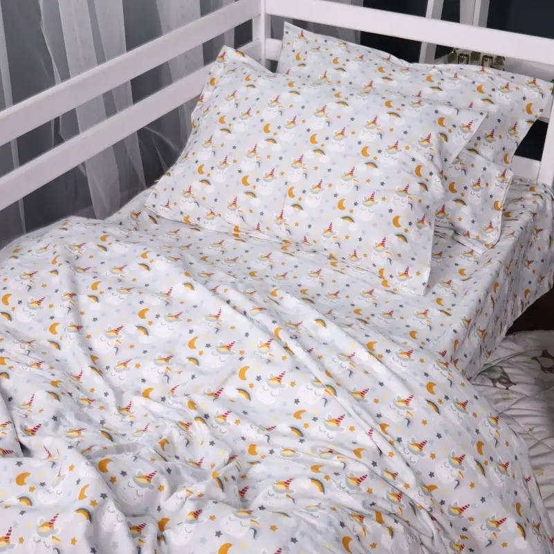 Простыня MirSon Unicorn 018 на резинке фланель 180x200 см (2200009656385) - фото 3