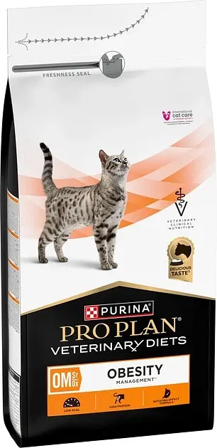 Сухий дієтичний корм Purina Pro Plan для дорослих котів для зниження надмірної маси тіла VETERINARY DIETS OM Obesity Management St/Ox з куркою 1,5 кг - фото 2