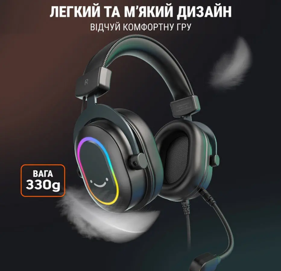 Игровые наушники с микрофоном Fifine H-6B RGB USB 7.1 Black - фото 9