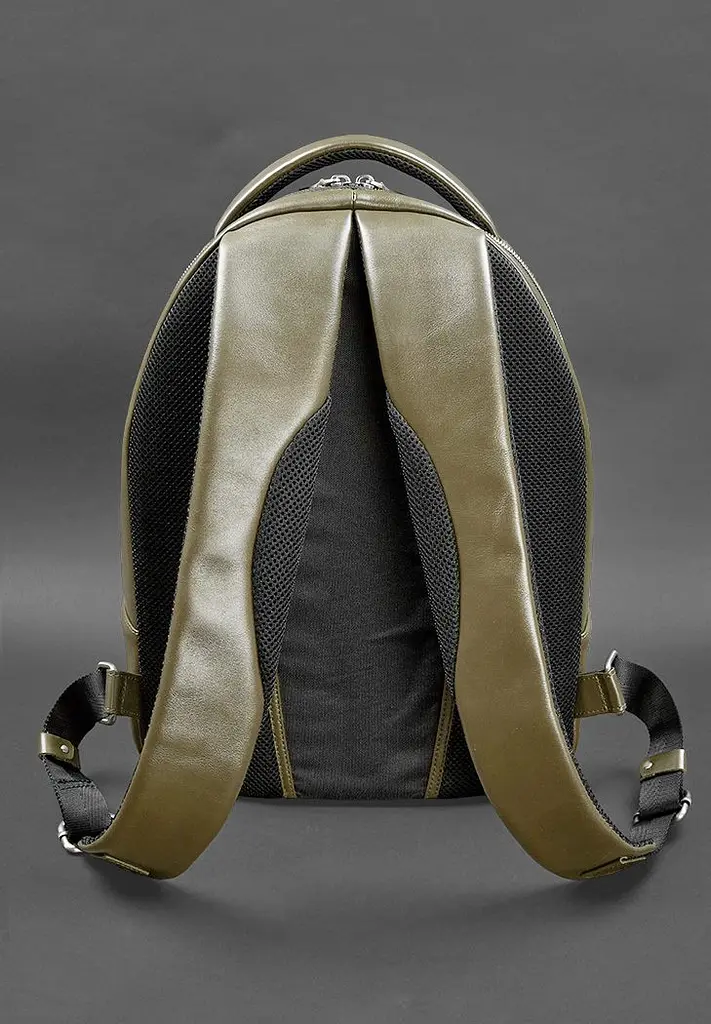 Кожаный рюкзак оливковый краст - фото 5