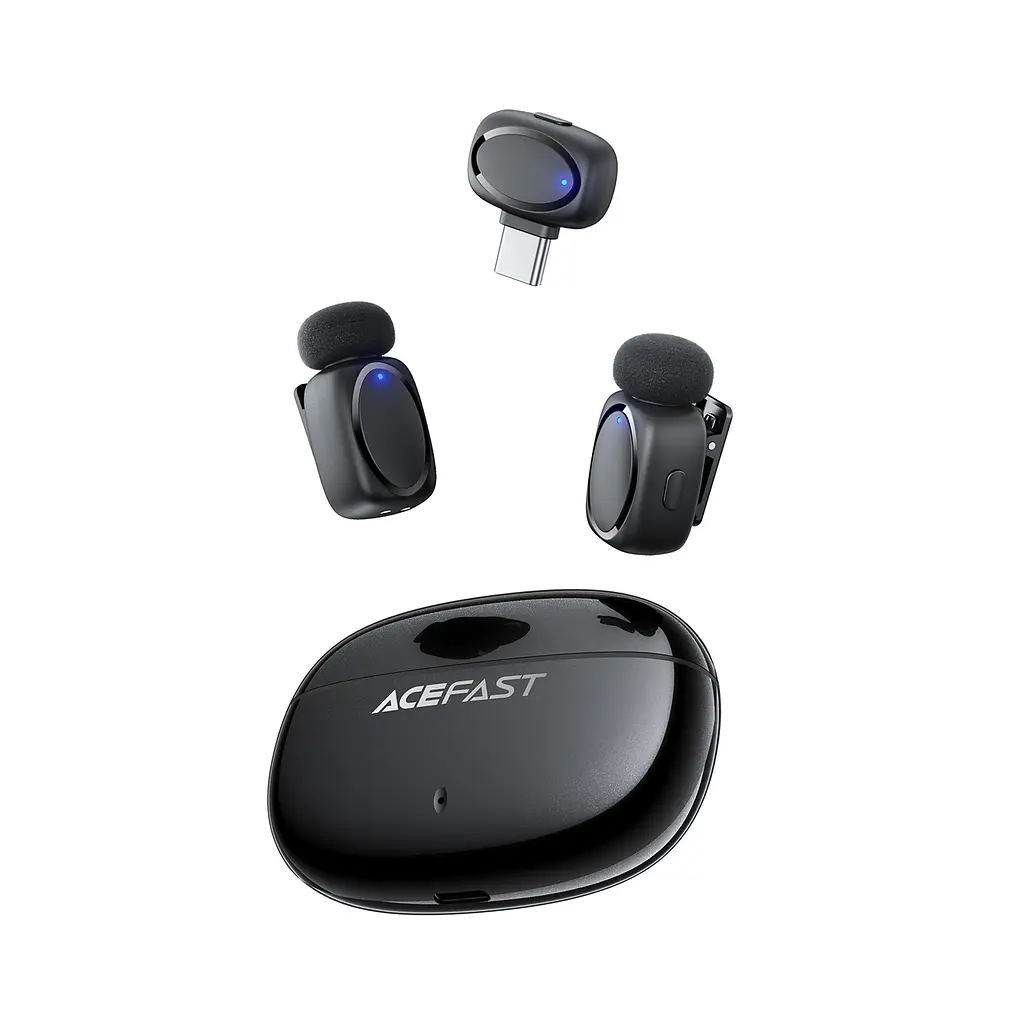 Бездротова мікрофонна система ACEFAST R2 wireless lavalier microphones Black (6974316284901) - фото 6