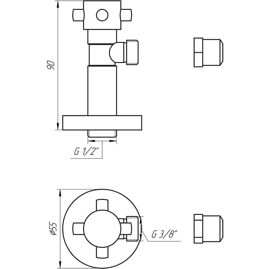 Кран напівобертовий кутовий з цангою Solomon 1/2″х 3/8″ Retro 7077 000002252 - фото 6