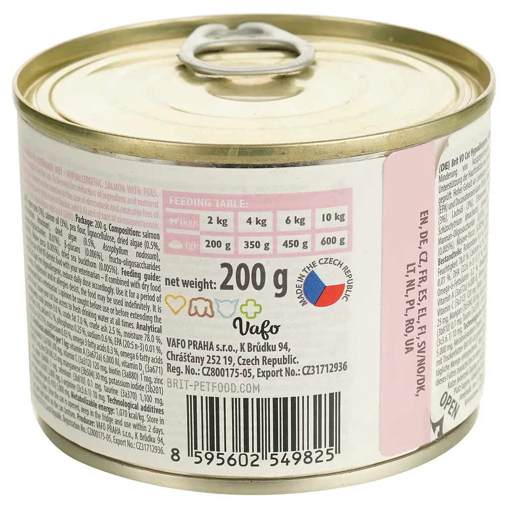Вологий корм для котів Brit GF Veterinary Diet Cat Cans Hypoallergenic з лососем та горохом 200 г - фото 3