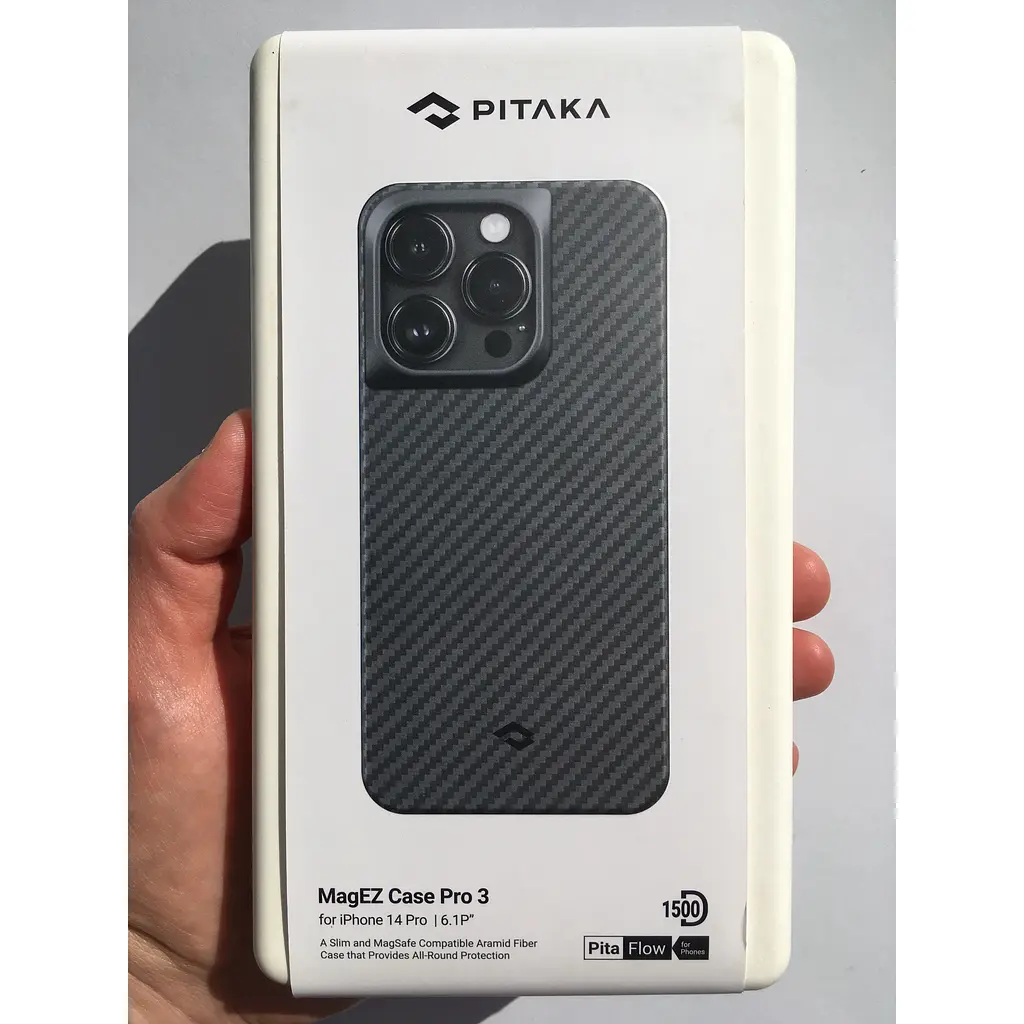 Противоударный чехол для iPhone 14 Pro Pitaka Military Grade MagSafe MagEz Case Pro 3 1500D Black/Grey (KI1401PP) - фото 2