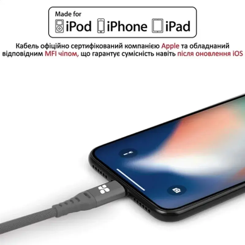 Дата кабель USB 2.0 AM to Lightning 1.2m grey Promate (nervelink-i.grey) - фото 4