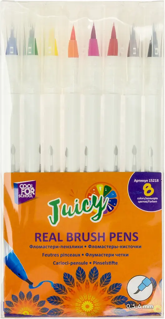 Фломастери-пензлики CoolForSchool Real Brush Juicy 8кольор. №CF15218 - фото 2