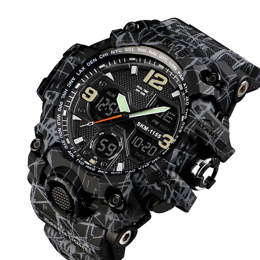 Наручний годинник чоловічий Skmei 1155 Gray Black, 1155BGYBK (12278) - фото 3