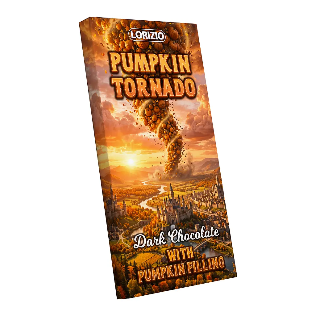 Шоколад чорний Lorizio з гарбузовою начинкою "PUMPKIN TORNADO" 200 г - фото 2