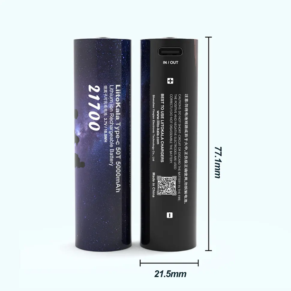 Акумулятор 21700 LiitoKala 5000mAh заряджається usb Type-C (c-50T) - фото 3