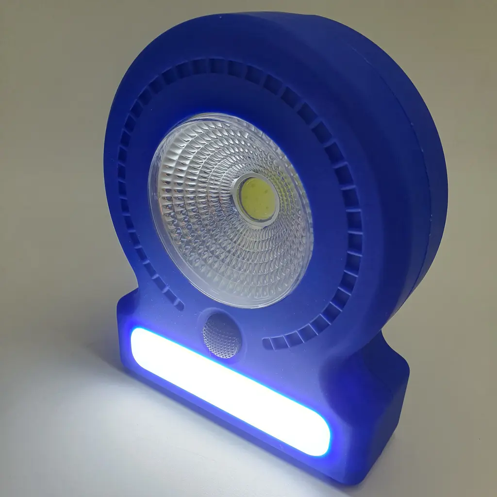 Ліхтар кемпінговий 3 режими COB, 8SMD(white), 5SMD(red) магніт та гак для підвіски 3хАА лампа 11см UKC 037-A синій - фото 6