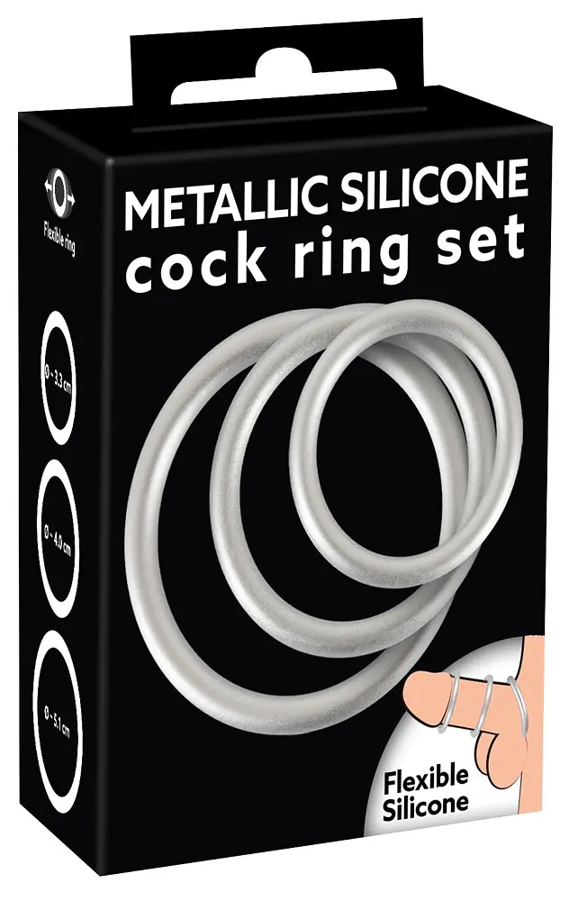Набір ерекційних кілець You2Toys Metallic Cock Ring Set 3 шт. сріблястий - фото 2