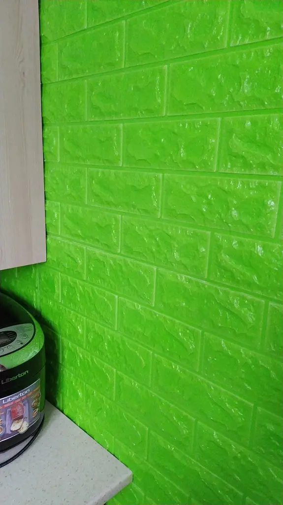 Самоклейка декоративна 3D панель 3D Loft під зелену цеглу 700x770x7мм - фото 3