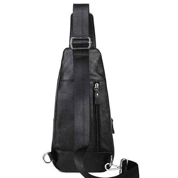 Сумка-слінг чоловіча на плече 17х32х7 шкіряна для міста TIDING BAG MK16094 чорна 17 см - фото 3