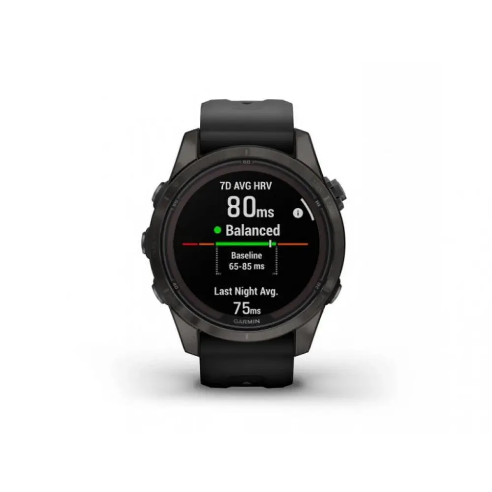 Смарт-годинник Garmin Fenix 7S Sapphire Solar Carbon G. DLC Tit. with Black Band (010-02776-10/11) - фото 3