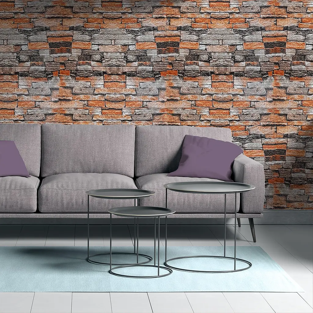 Самоклейка декоративна 3D панель 3D Loft під цеглу піщаник в рулоні 20 м 20000x700x3мм - фото 2