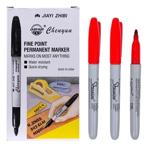 Маркер перманентний тонкий "Sharp" Bambi 95000(Red) червоний, 1 штука