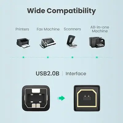 Кабель для принтера USB 2.0 AM/BM 3.0m US135 black Ugreen (10351) - фото 2