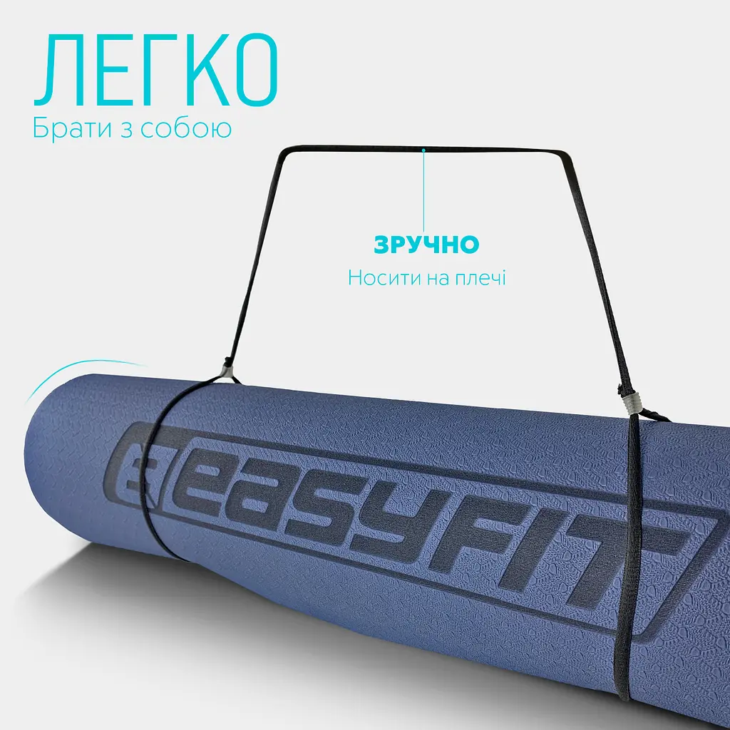 Килимок для йоги та фітнесу EasyFit TPE+TC 6мм двошаровий синій-блакитний - фото 6
