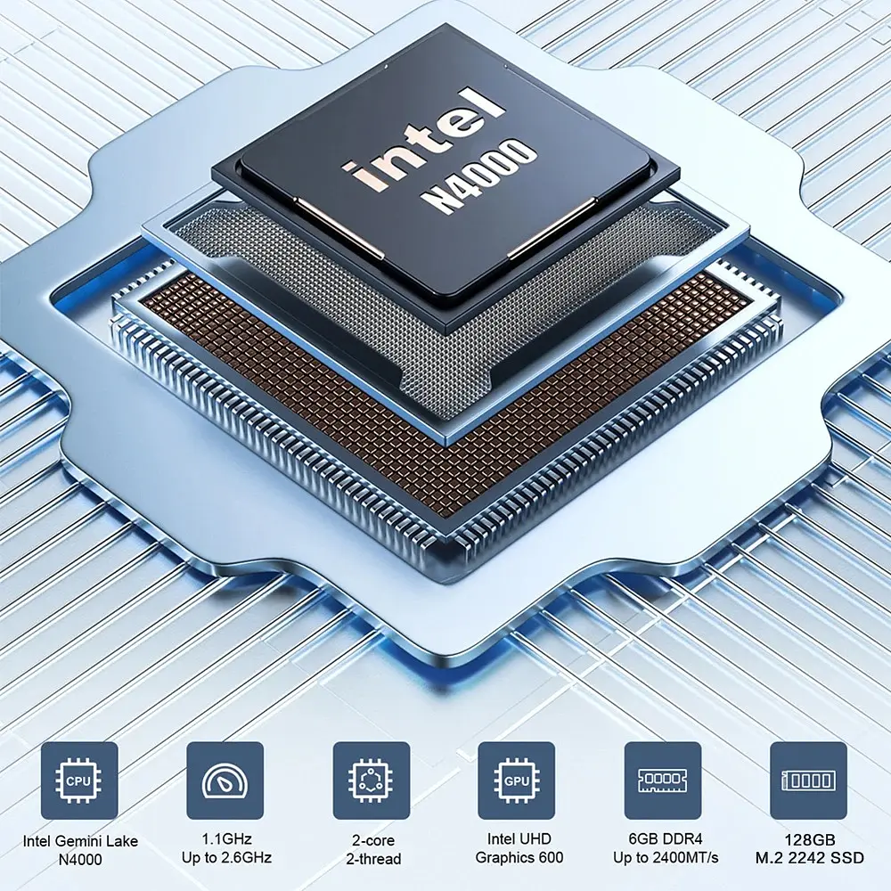 MLLSE M2 Air Mini PC 6GB RAM, 128GB EMMC, Intel N4000, Windows 11 Pro - фото 4