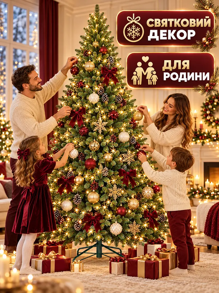 Лита штучна ялинка ТЗ23 Сільва 230 см з густою хвоєю на металевій підставці, зелена (49676497) - фото 9
