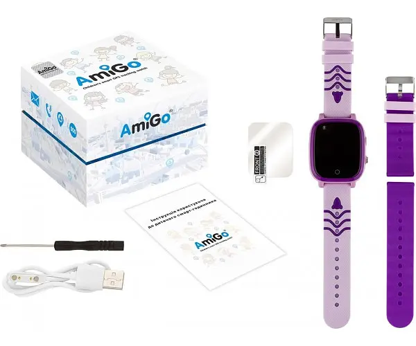 Дитячий смарт-годинник Amigo GO005 4G WIFI Thermometer фіолетовий - фото 6