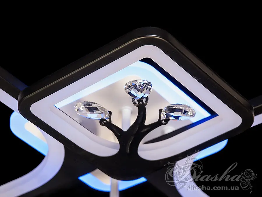 Люстра стельова LED Diasha 8157/2+2BK, 100W, 3200K-6000K, чорний метал, сучасний стиль, з диммером, акрилові плафони - фото 3