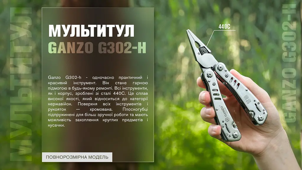 Мультитул Ganzo G302-H Chrome Edition 26 функций - фото 8