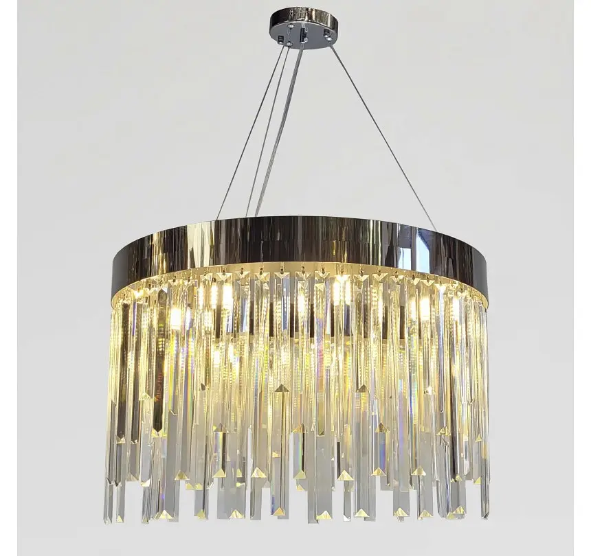 Підвісна люстра Artlight P809/600CH на 9 ламп E14 з прозорими скляними підвісами - фото 4