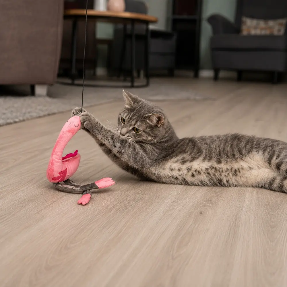 Іграшка для котів Trixie Вудочка з фламінго плюш/склопластик 42-106 см рожевий (45646) - фото 4