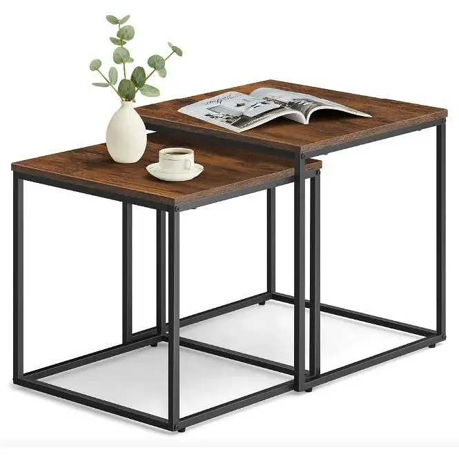 Комплект журнальных столиков Leobert Nika квадратный 50х50 50.5 см, 45х45х45.5 коричневый - фото 2