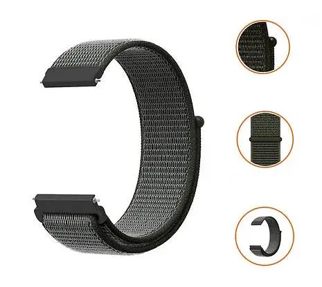 Ремінець нейлоновий на липучці BeWatch Xiaomi Amazfit BIP/GTS/GTR 20 мм Темно-зелений (101138.3UW) - фото 5