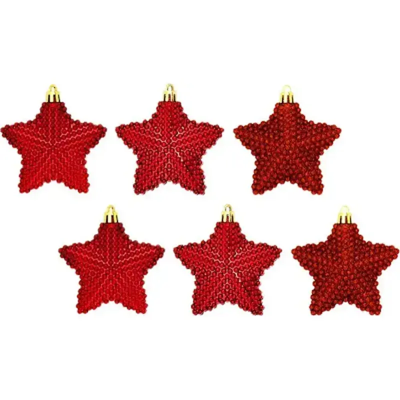 Ялинкова іграшка Christmas House Пластикові Зірки 6 шт Червоні (8718861623925)