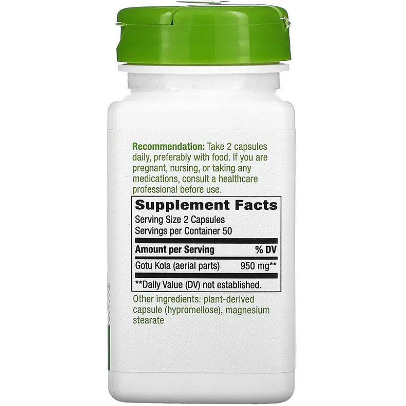 Готу Кола Nature's Way Gotu Kola 950 мг 100 вегетарианских капсул (NWY14000) - фото 2