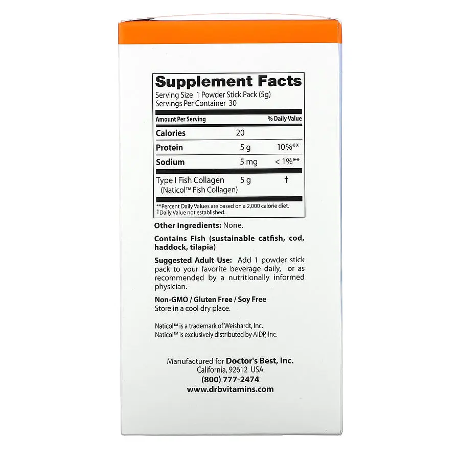 Препарат для суставов и связок Doctor's Best Fish Collagen with Naticol, 30 пакетиков - фото 2