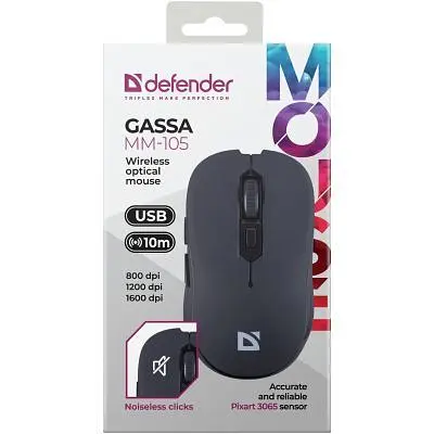 Мишка Defender Gassa MM-105 Wireless Black (52105) - фото 6