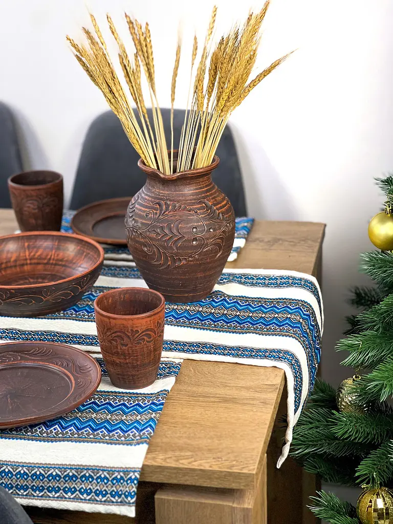 Лляна доріжка з українським орнаментом Рандеву 140х30 см Синій - фото 6