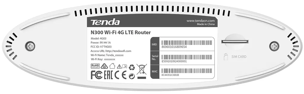 Маршрутизатор 4G03 N300, 4G/LTE, 1xFE LAN, 1xFE LAN/WAN, Cлот для SIM-карти Tenda teh0017119 - фото 6