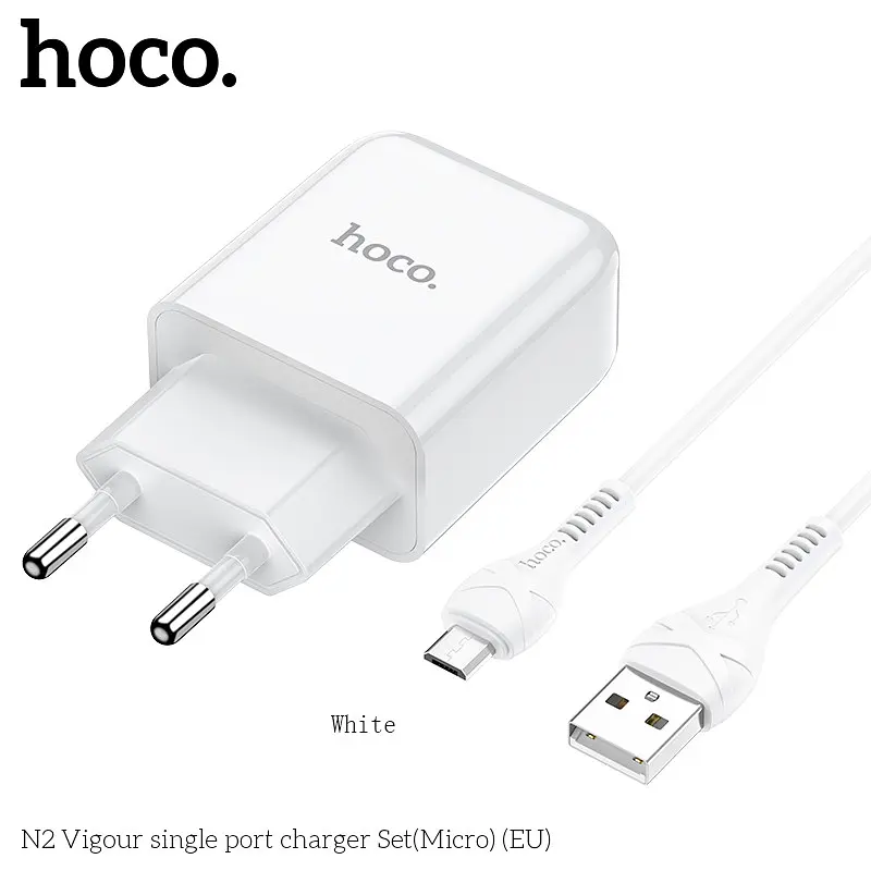 Адаптер мережевий HOCO Micro USB cable Vigour N2 білий - фото 4