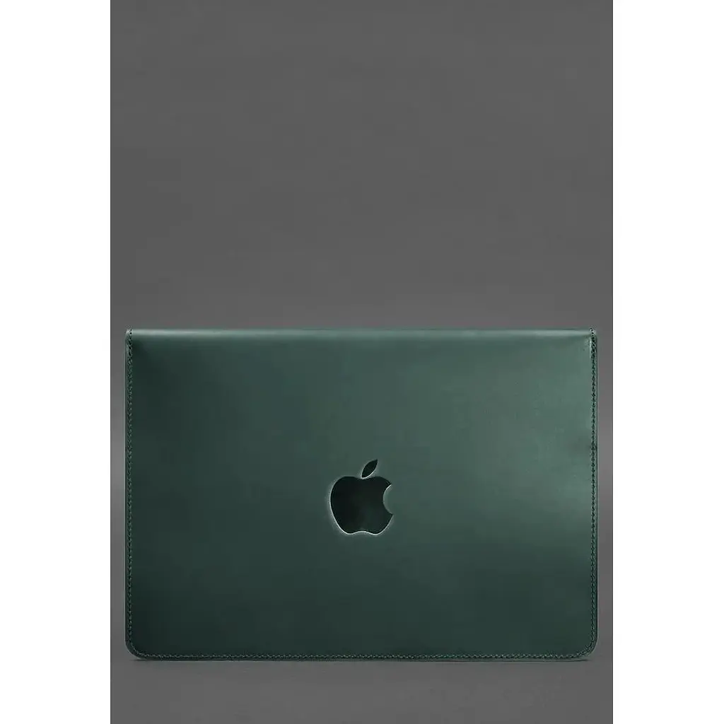 Шкіряний чохол-конверт BlankNote Crazy Horse на магнітах для MacBook 15 дюймів Зелений - фото 2