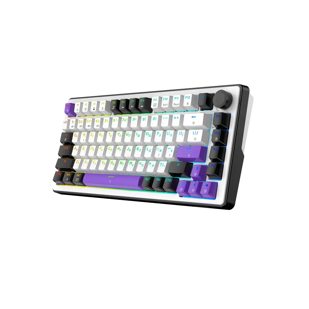 Клавіатура Hator Hellyberry HK75 Mechanical Linear RGB Wireless/Bluetooth/USB UA White/Violet (HK75_wireless) - фото 4