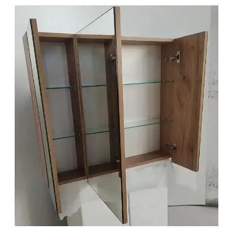 Шкафчик навесной ПИК Базис Wood с зеркалом на фасадах 80 см 30412 - фото 2