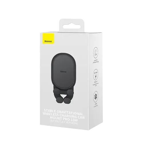 Бездротовий зарядний пристрій Baseus Stable Gravitational Wireless Charging Car Mount Pro 15W чорний SUWX030001 - фото 2