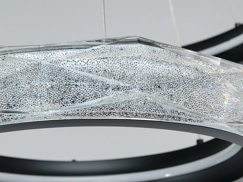 Стильна підвісна LED-люстра для кафе Diasha 583-600+400BK чорна, 2 кільця, 152Вт, 60 см, 15-21m² - фото 5