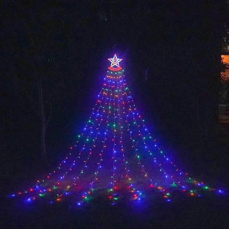 Гірлянда завіса вогнів із зіркою різдвяна ялинка Топер 350 Leds Водоспад Світло-гартова фея вогні Xmas - фото 4