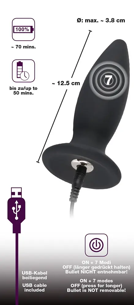 Анальна пробка Black Velvets Recharge Plug M Orion 42-05928030000 23684 - фото 4