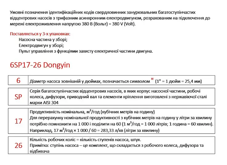 Насос відцентровий свердловинний DONGYIN 6SP46-16 380В 26кВт H 214(135)м Q 1100(800)л/хв Ø145мм +пульт (з 3х частин) (7777533) - фото 4