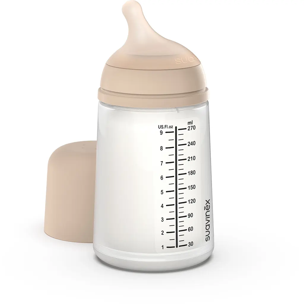 Бутылочка для кормления Suavinex Zero антиколиковая 270 мл средний поток бежевая (308419) - фото 2
