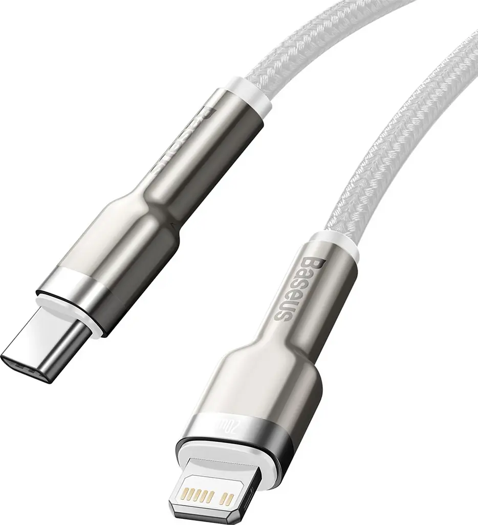 Кабель Baseus Cafule Metal USB-C - Lightning (M/M), 1 м Білий (6953156202078) - фото 2