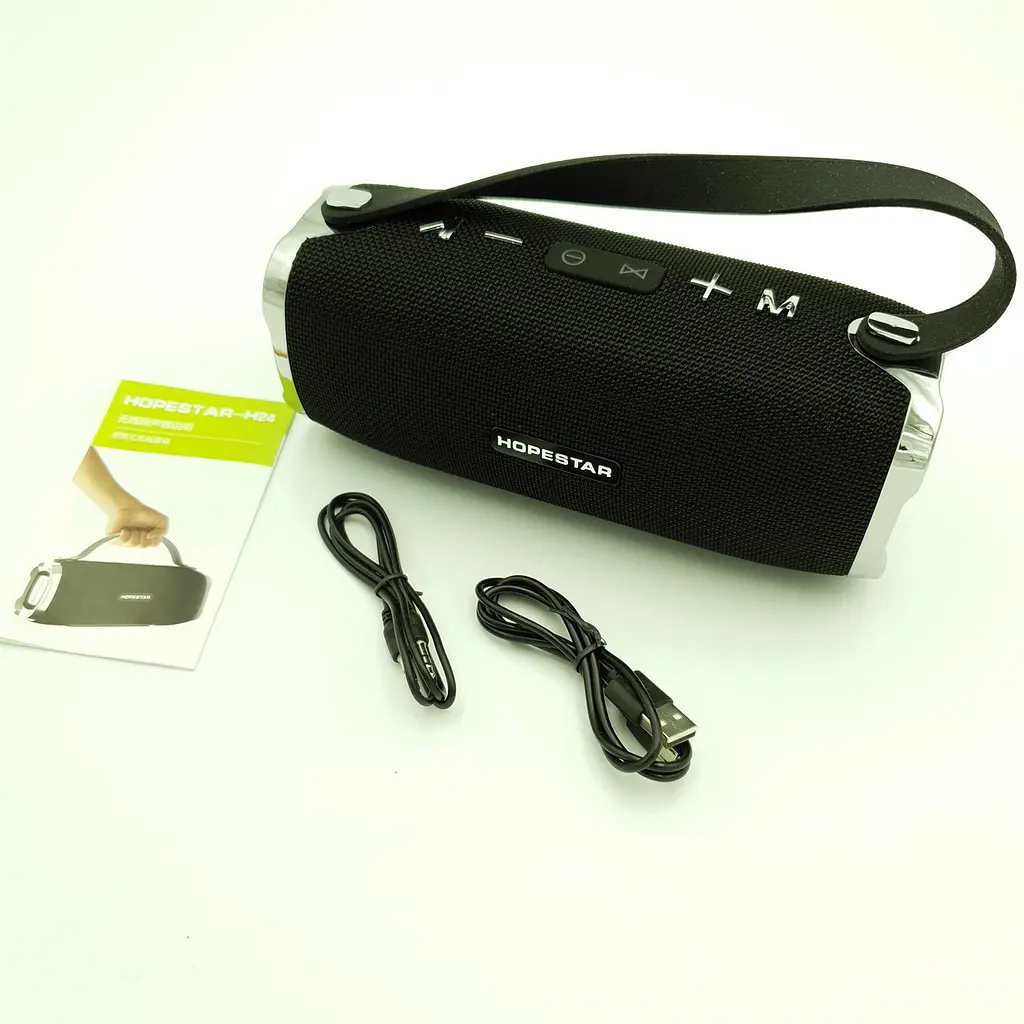 Бездротова акумуляторна колонка Bluetooth акустика FM MP3 AUX USB Hopestar H24 чорний - фото 8