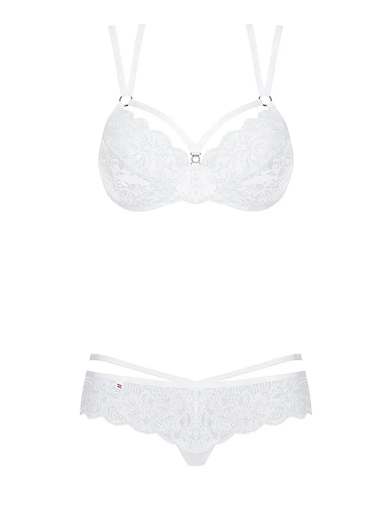 Кружевной комплект эротического белья Obsessive 860-SET-2 set S/M белый - фото 4